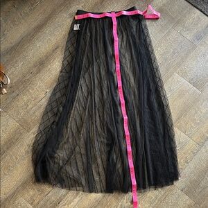 Elegant Black Sheer Mesh Fabric Skirt with Elastic Band
